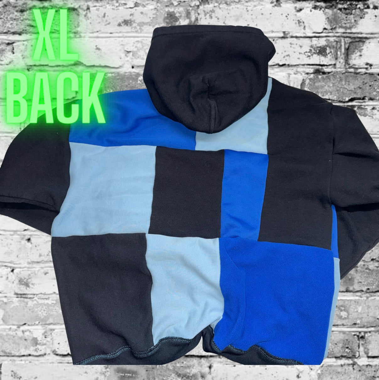 Blue XL Patchwork Hoodie READY TO SHIP