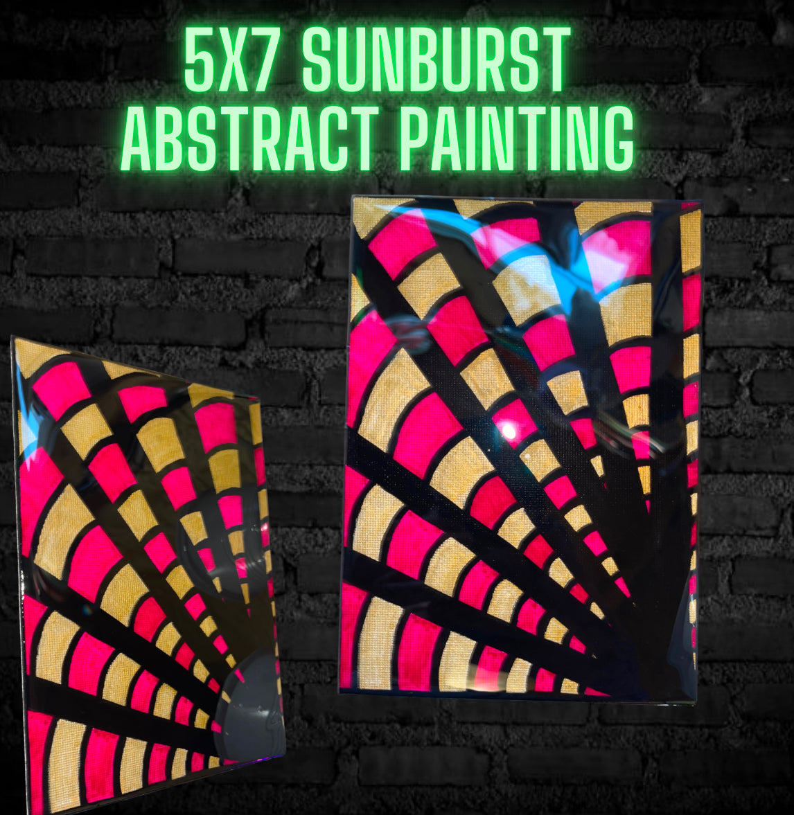 5x7 sunburst abtract PAINTING