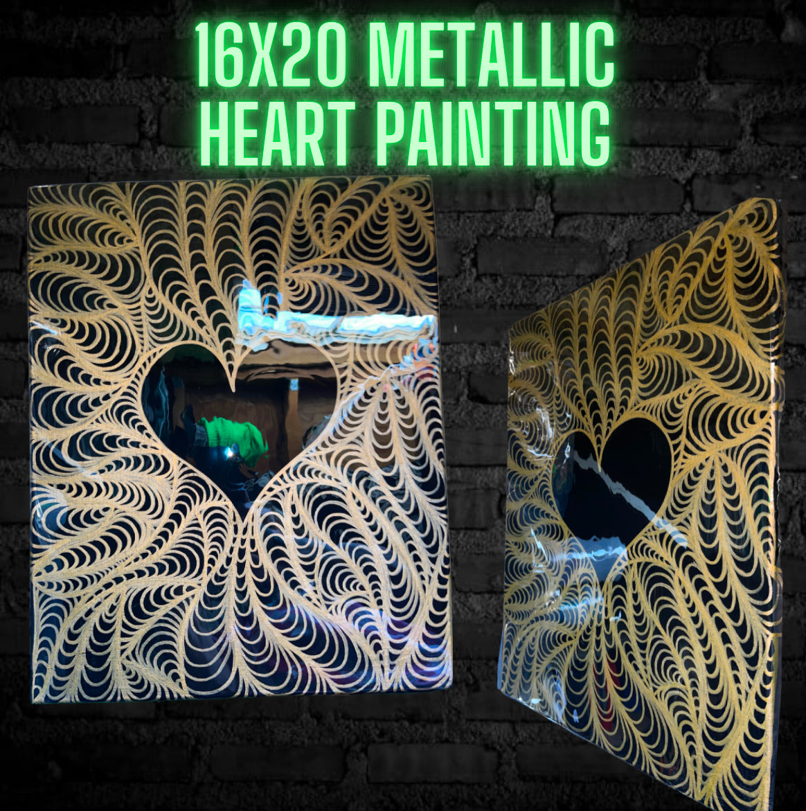 16x20 metallic heart PAINTING