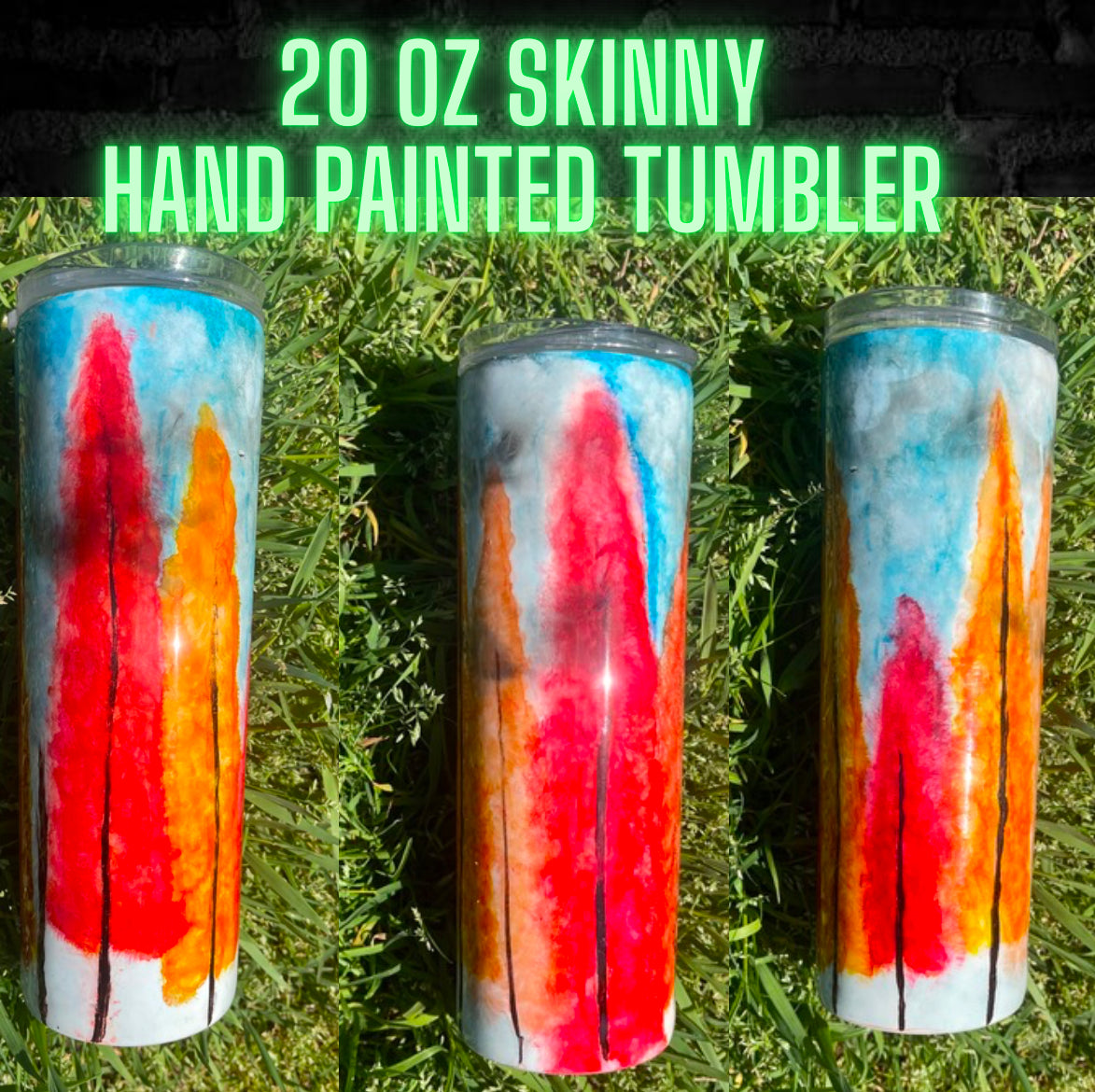 Hand Painted tree line 20 OZ Tumbler READY TO SHIP