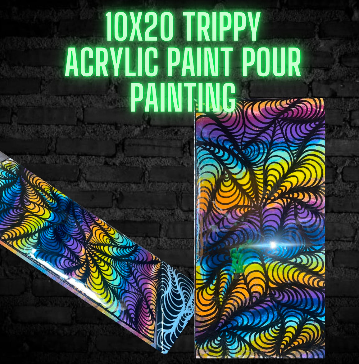 10x20 Trippy acrylic paint pour PAINTING