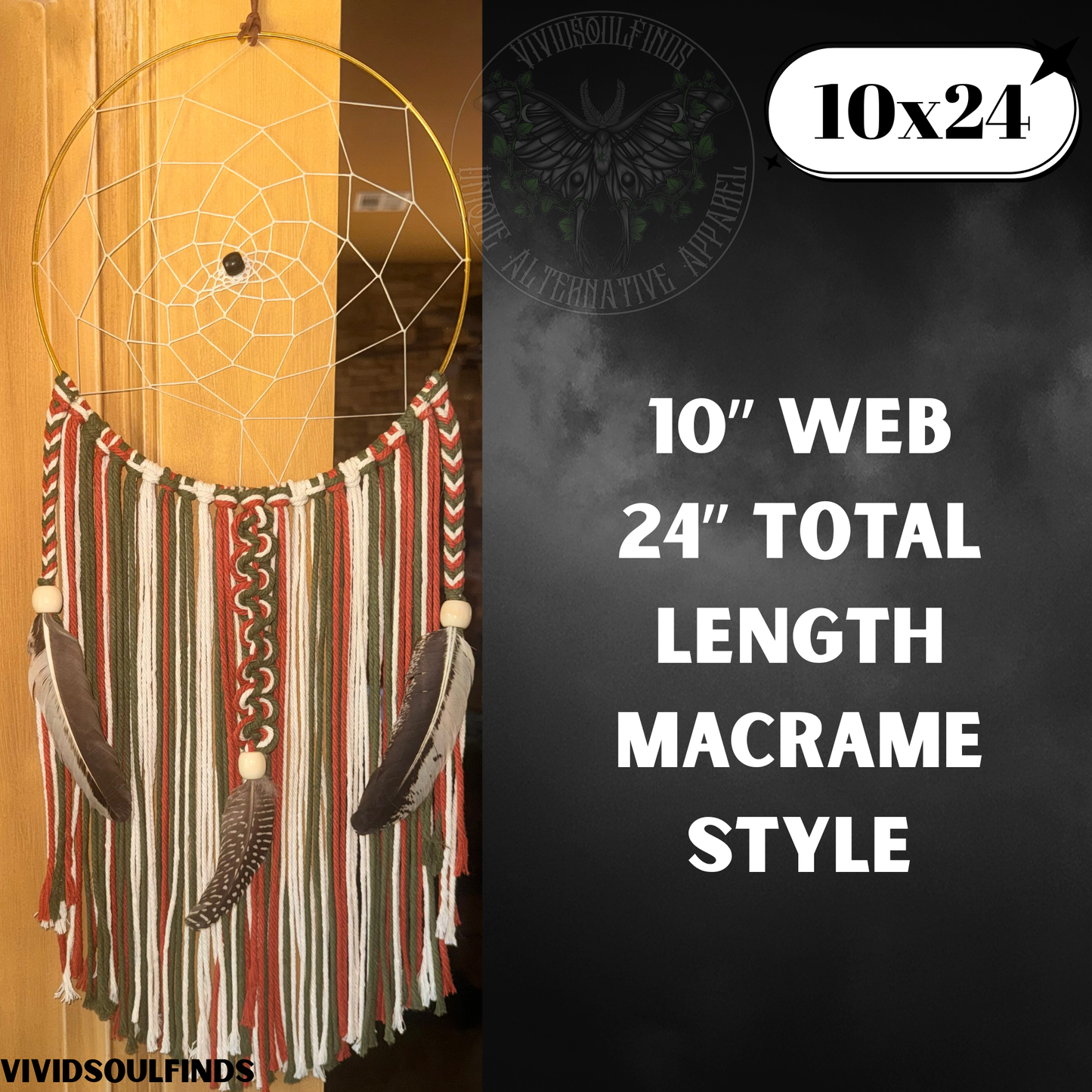 10x24 Olive green, Terracotta, and White Macrame Dream Catcher READY TO SHIP