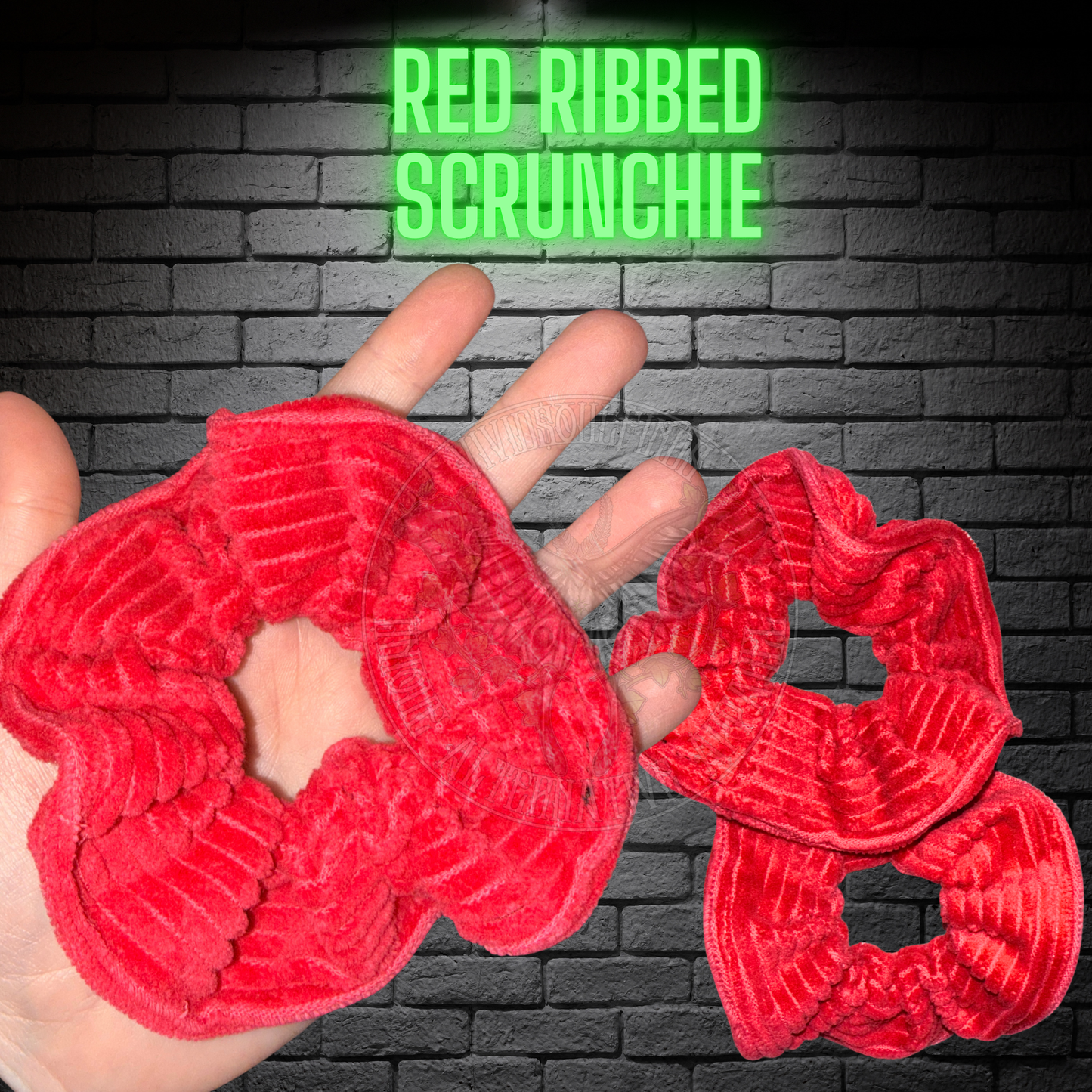 Red Ribbed Scrunchie READY TO SHIP