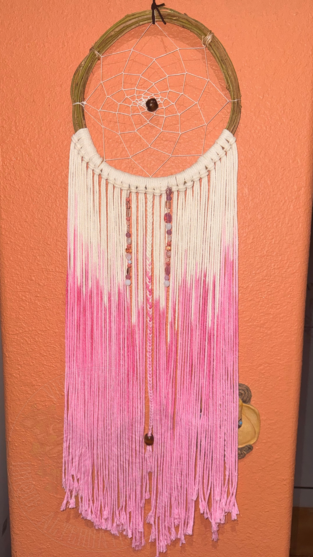 10x34 Ombre Pink Macrame Dream Catcher READY TO SHIP