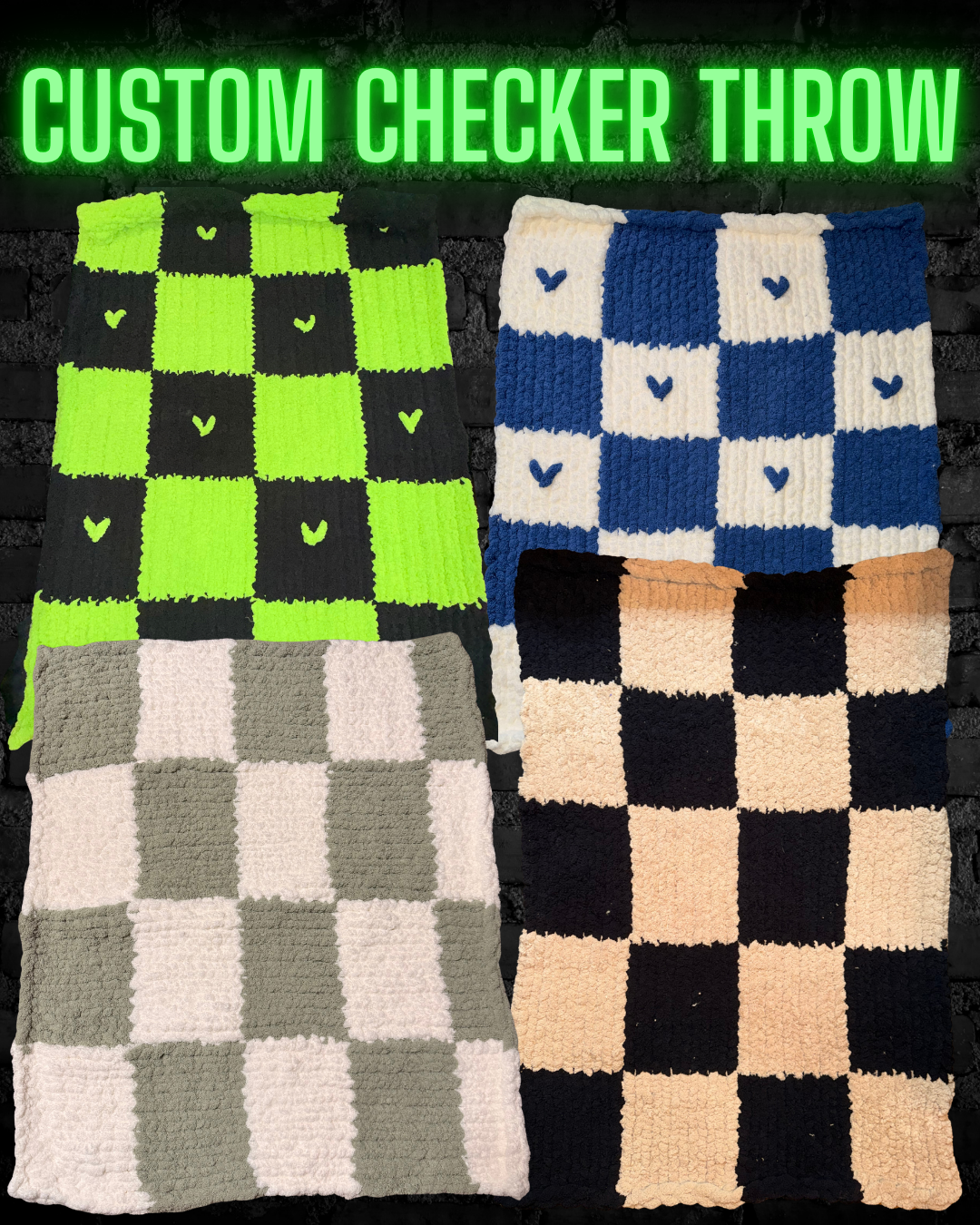 Custom Checker Knit Throw Blanket