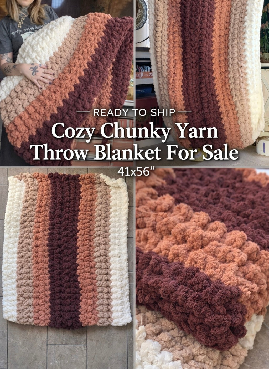 41x56 Chunky Crochet Throw READY TO SHIP
