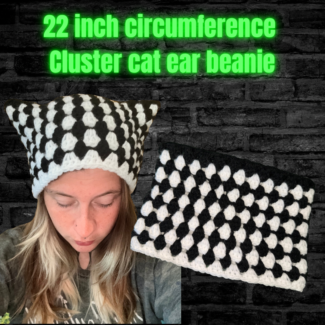 Cluster Cat Ear Beanie 22 Circumference READY TO SHIP