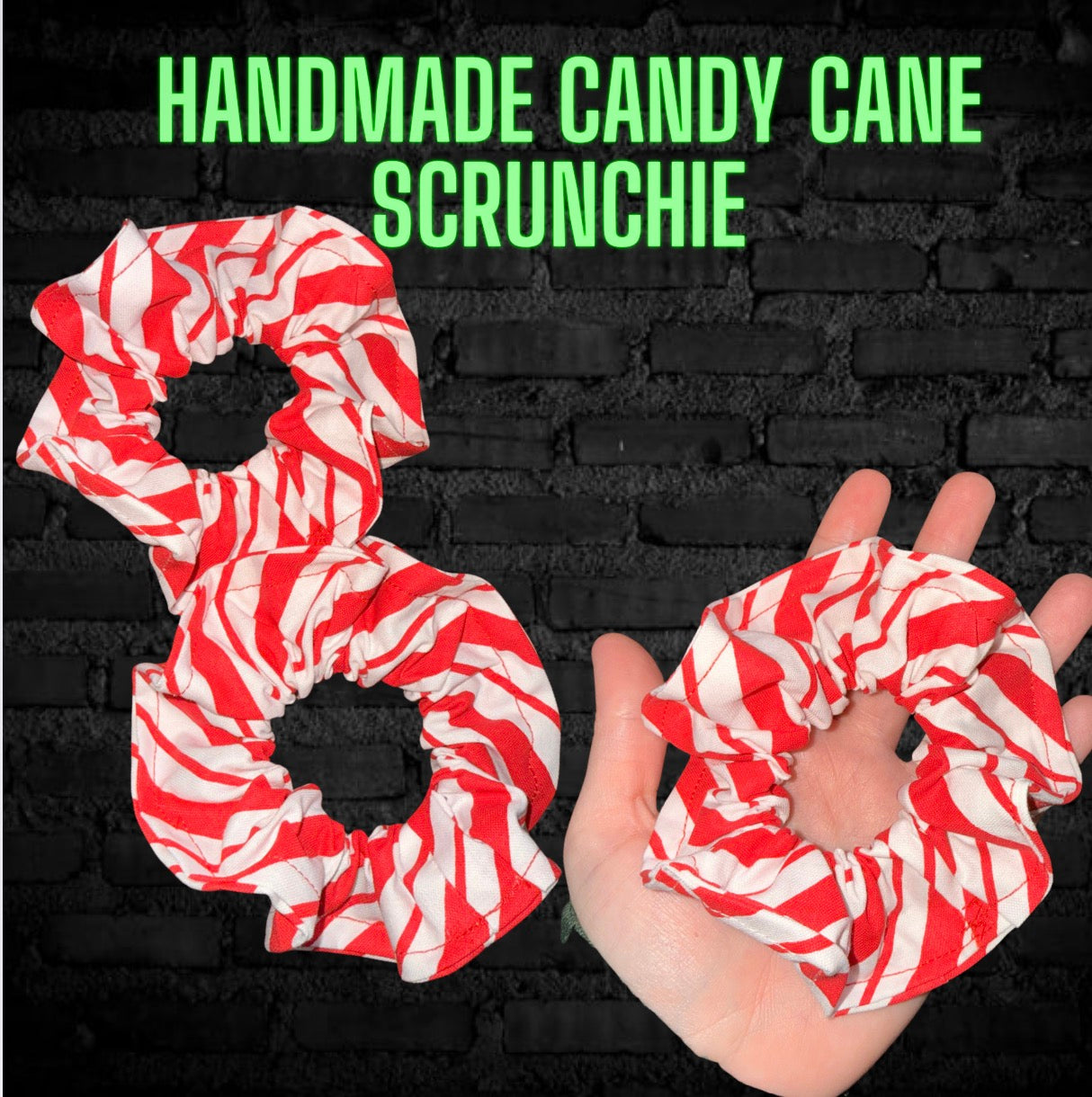 Handmade Candy Cane Scrunchie READY TO SHIP