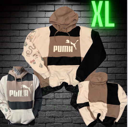 XL Tan patchwork Hoodie READY TO SHIP