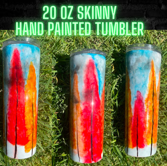 Hand Painted tree line 20 OZ Tumbler READY TO SHIP