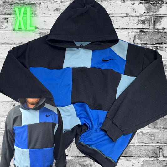Blue XL Patchwork Hoodie READY TO SHIP