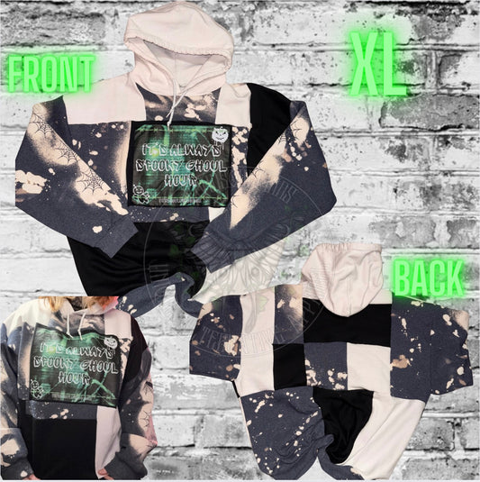 EXCLUSIVE XL Spooky Ghoul Hour patchwork Hoodie READY TO SHIP