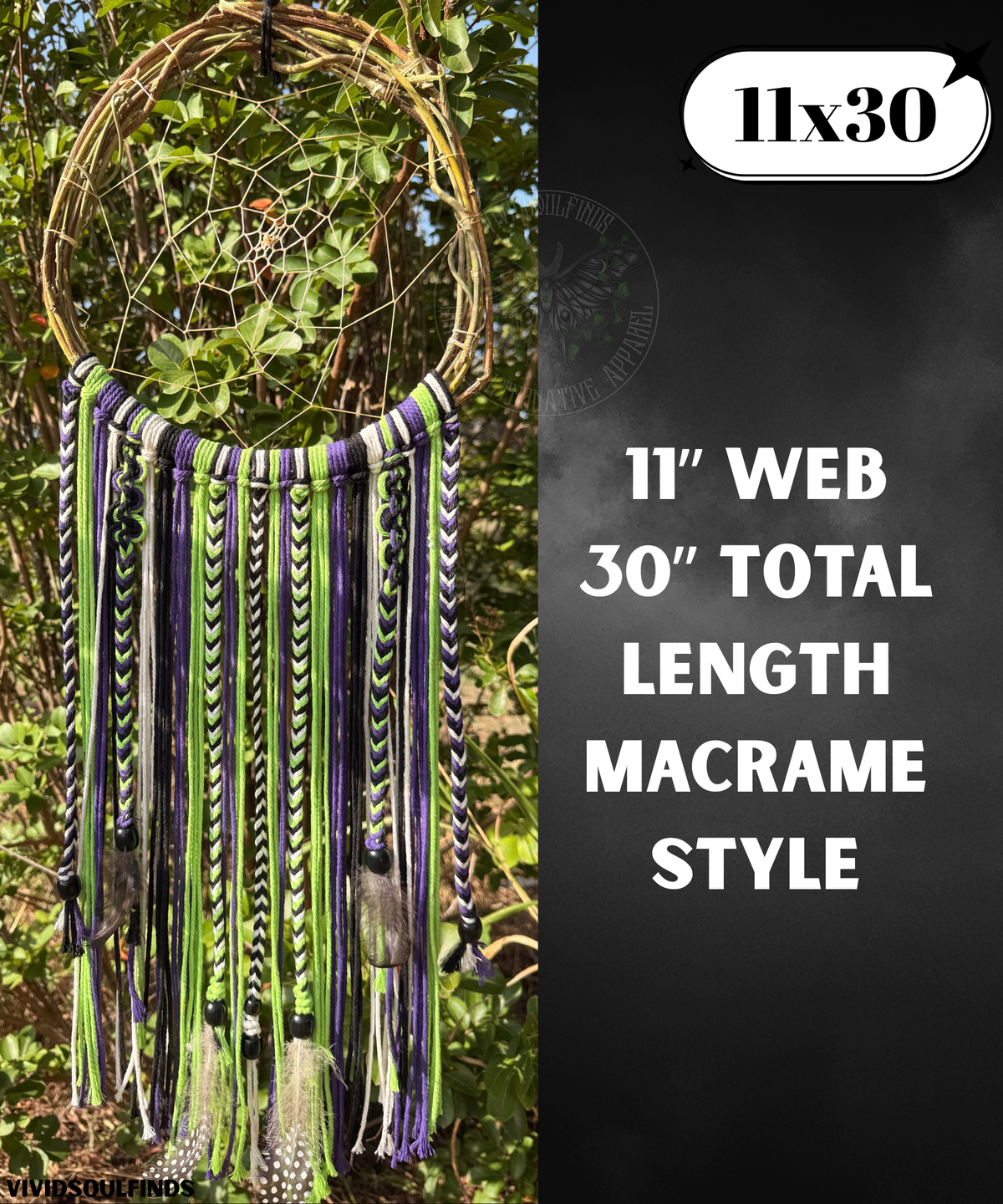 11x30 Spooky Colors Beaded Macrame Dream Catcher READY TO SHIP
