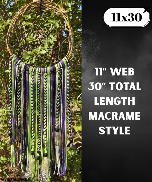 11x30 Spooky Colors Beaded Macrame Dream Catcher READY TO SHIP