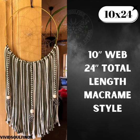 10x24 Olive green and White Dream Catcher READY TO SHIP