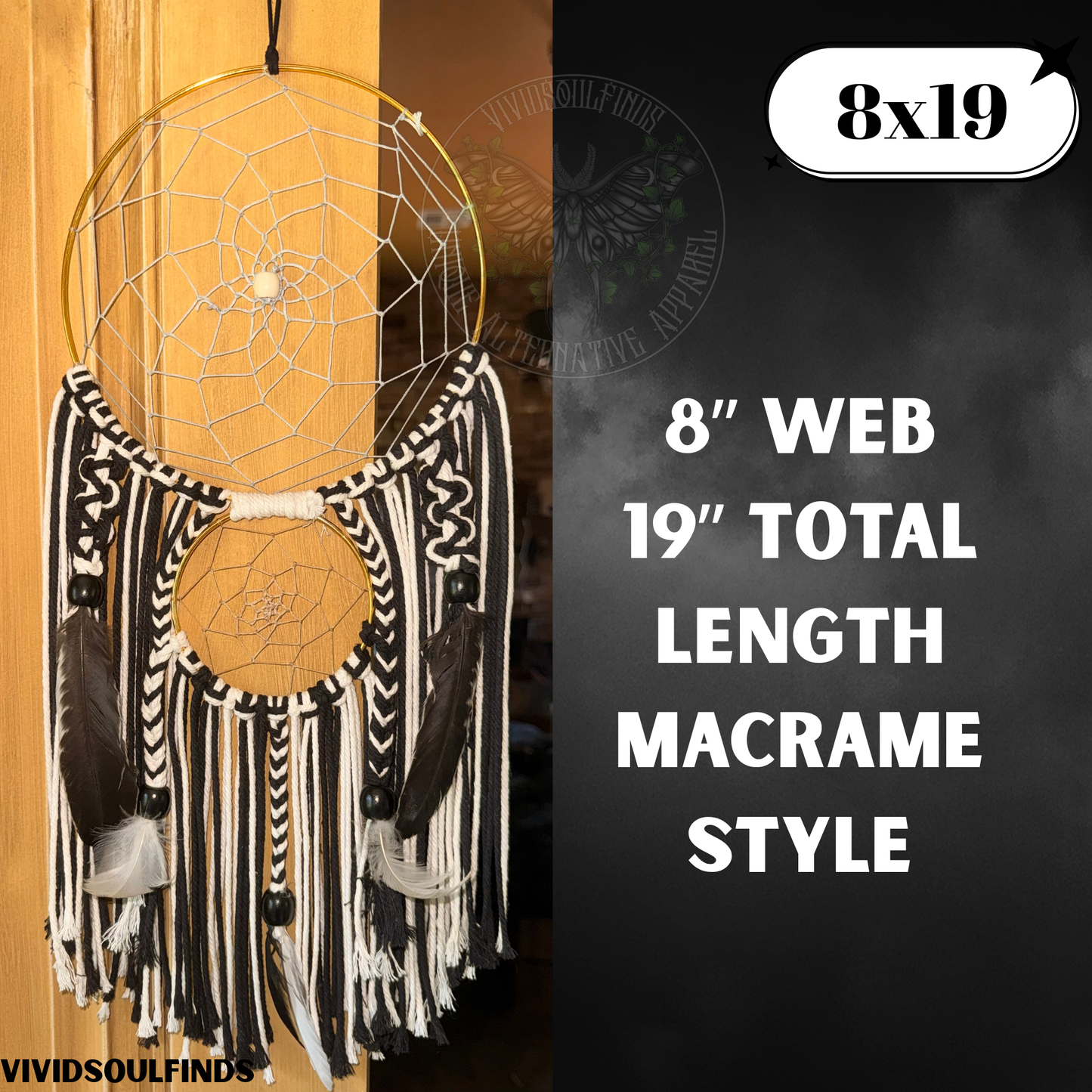 8x19 Double web Macrame Dream Catcher READY TO SHIP