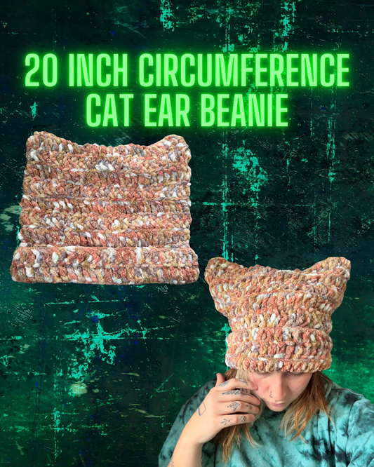Fall Cat Ear Beanie 20in Circumference READY TO SHIP